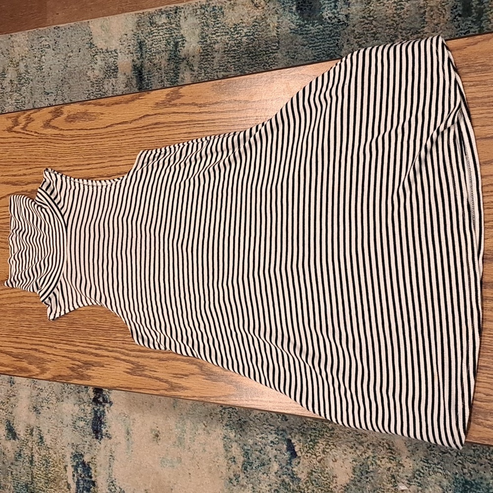 Womens Puella Black and White Sleeveless High Neck Tank Top Dress Small